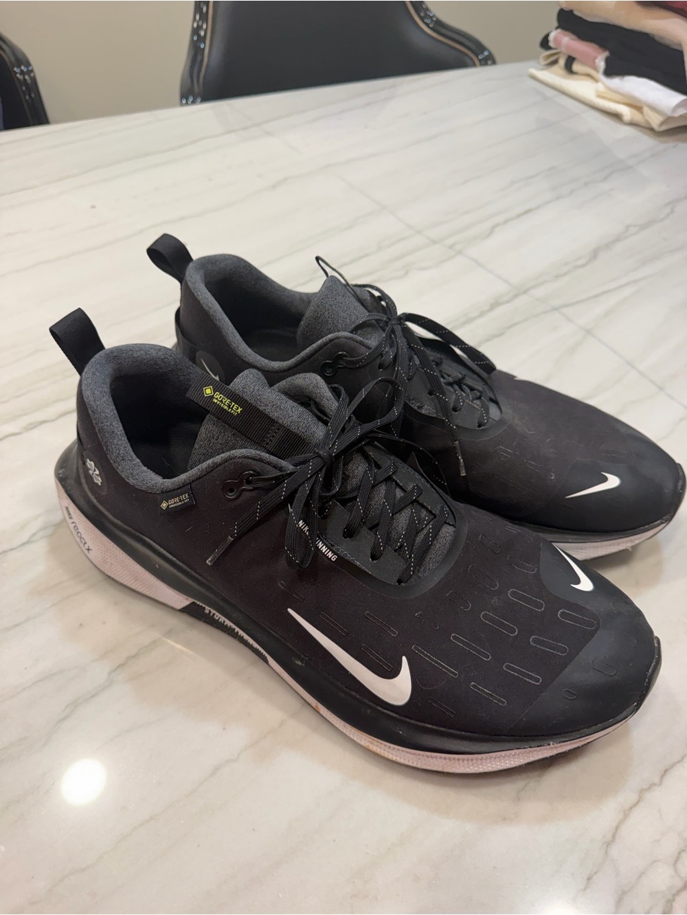Nike Black and Pink-Trim Running Shoes with White Swoosh
